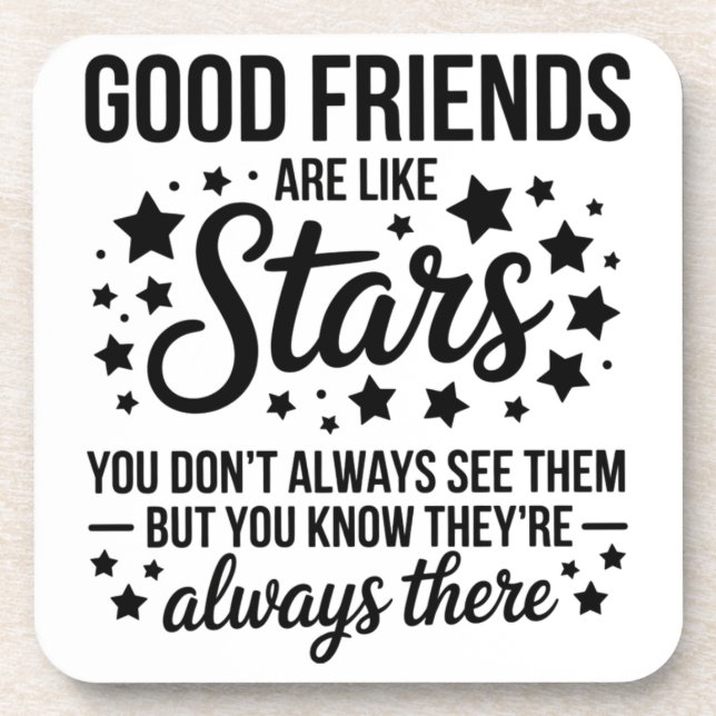Porta-copo Bons Amigos São Como Estrelas Citação Inspiradora (Frente)