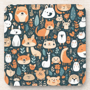 Porta-copo Bons animais divertem-se com decor design verde