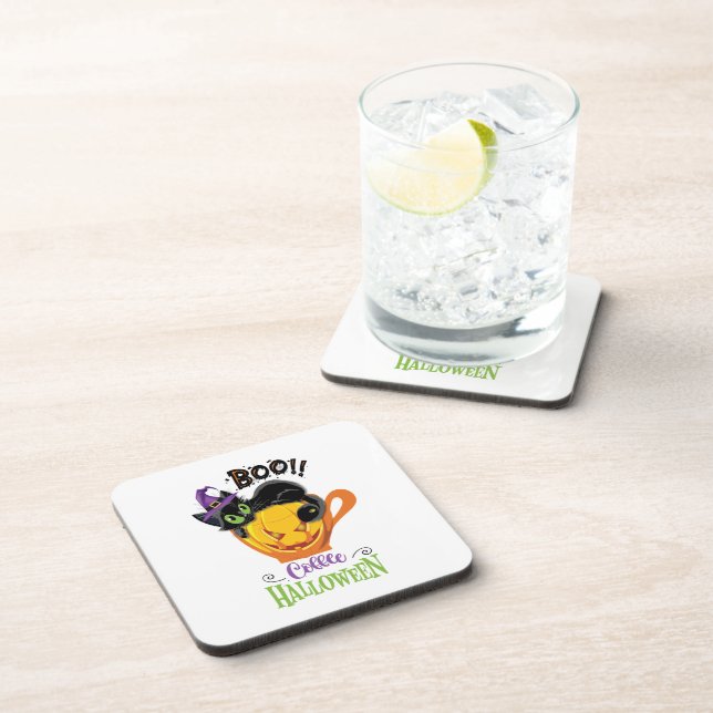 Porta-copo Boo Black Cat, Assustador Pumpkin Café Halloween (Lado Direito)