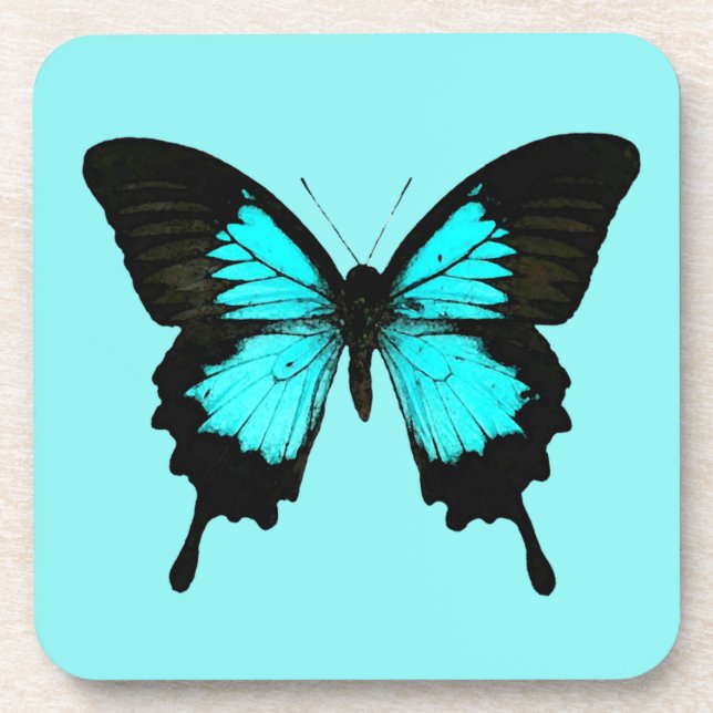 Porta-copo Borboleta - azul-turquesa e preto (Frente)