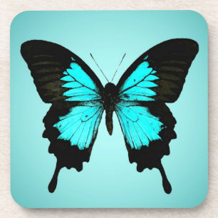 Porta-copo Borboleta - azul-turquesa e preto