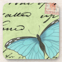 Borboleta de asa azul no cartão postal
