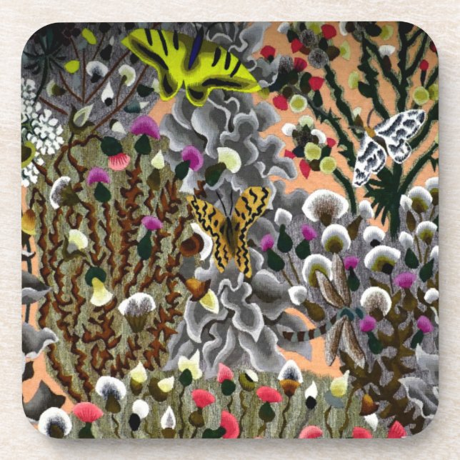 Porta-copo Borboleta na ilustração do jardim de safra selvage (Frente)