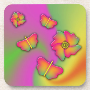 Porta-copo Borboletas e flores