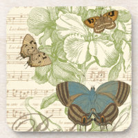 Borboletas em Música Folha com Design Floral
