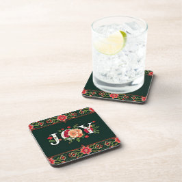 Porta-copo borda floral de natal JOY