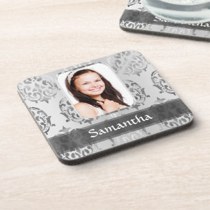 Porta-copo borda personalizada de fotos da cinza
