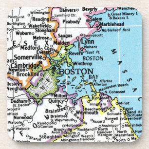 Porta-copo Boston, Massachusetts Vintage Map Ornament