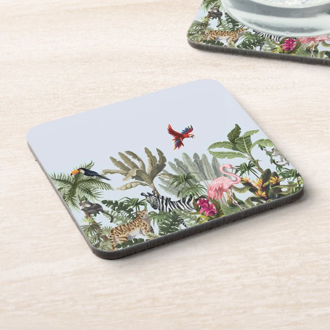 Porta-copo Botanical Safari Square Coaster - Selva Tropical (Left Side)