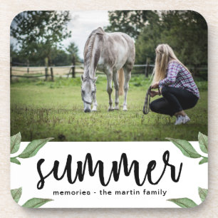 Porta-copo Botânico com script de verão adicione foto e nome