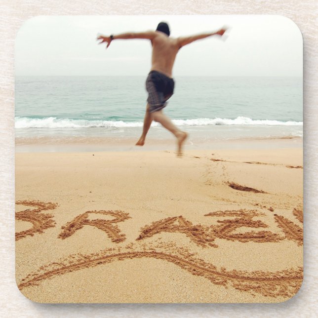 Porta-copo BRASIL. Homem do peito vestindo roupa de banho (Frente)