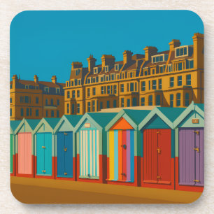 Porta-copo Brighton Beach Huts - Impressão Colorida à beira-m