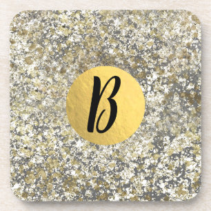 Porta-copo Brilho Dourado Moderno Crackle Chic Glamour