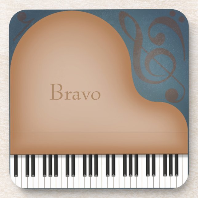 Porta-copo Brown Grand Piano Encantando Música Personalizada (Frente)
