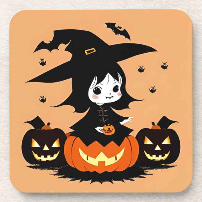 Porta-copo Bruxa de Halloween com Abóboras (Frente)