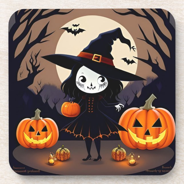 Porta-copo Bruxa de Halloween com Abóboras (Frente)