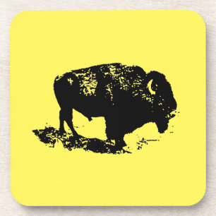 Porta-copo Buffalo Bison Lithógrafo Preto Elegante Amarelo