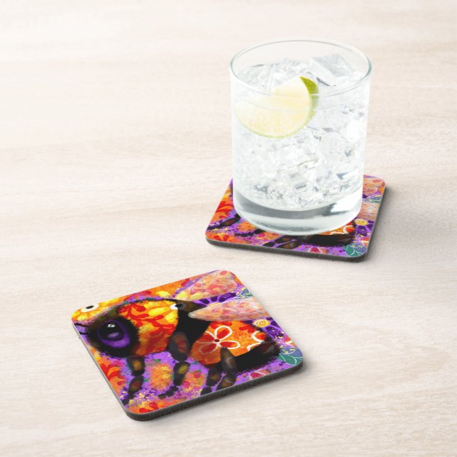 Porta-copo Bumble Bumble Floral Vermelho Amarelo Roxo (Lado Direito)