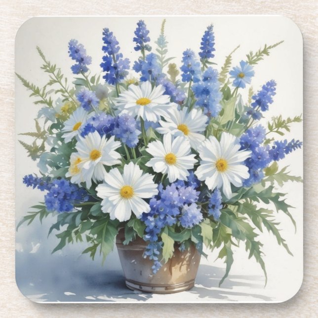 Porta-copo Buquê de Flores Elegante Aquarela (Frente)