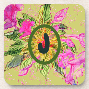 Porta-copo Buquê e Letra cor-de-rosa das flores de balsam