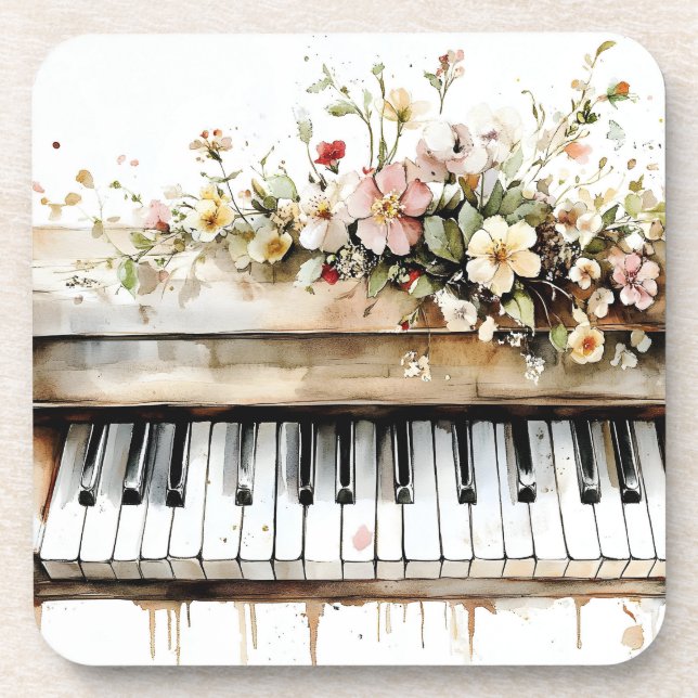 Porta-copo Buquê Floral Teclas de Piano (Frente)
