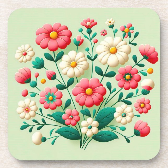 Porta-copo Buquê vibrante de flores 3d (Frente)