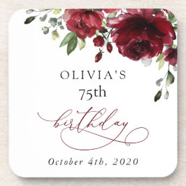 Porta-copo Burgundy Flowers, Red Flowers, Greenery, Birthday