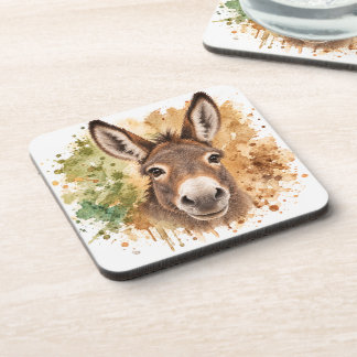 Porta-copo Burro Curioso – Aquarela de Animal Rústico