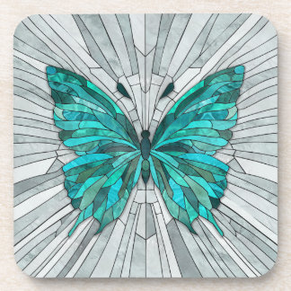 Porta-copo Butterfly Mosaic - Emerald Green e Cinzas