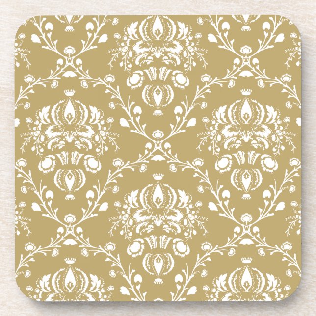 Porta-copo Cacau e Cream Damask (Frente)