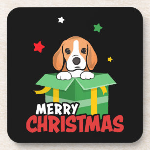 Porta-copo Cachorro Beagle Papai Noel Amantes do Natal Feliz 