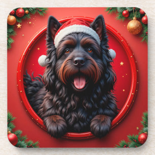 Porta-copo Cachorro com Chapéu de Papai Noel Cercado por Nata