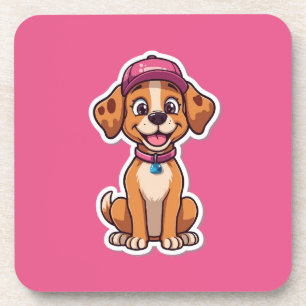 Porta-copo Cachorro de Cartoon Doce - Puppy feliz no Boné Sti