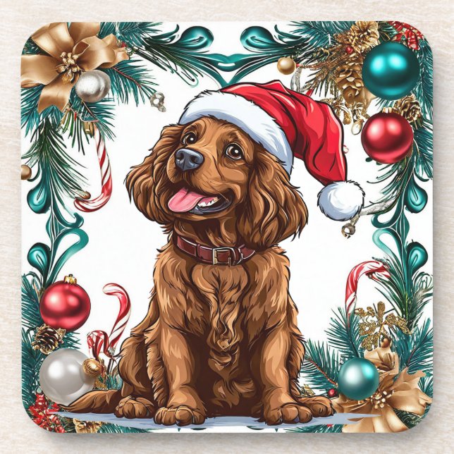 Porta-copo Cachorro de Natal fofo (Frente)