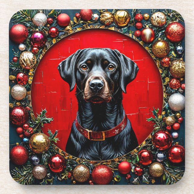 Porta-copo Cachorro de Natal fofo (Frente)