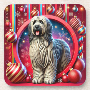 Porta-copo Cachorro Desgrenhado Festivo Com Decorações de Nat