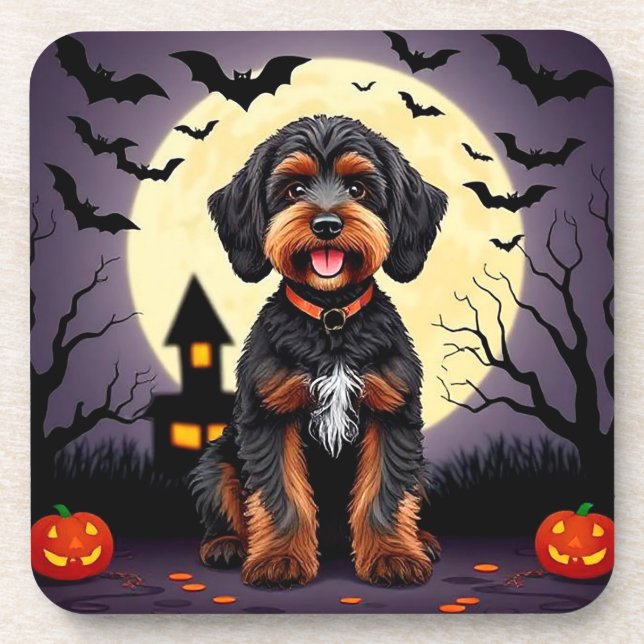Porta-copo Cachorro Feliz no Tema de Halloween (Frente)