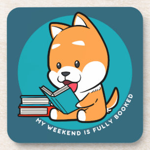Porta-copo Cachorro Fofo Lendo Livro Citação Divertida