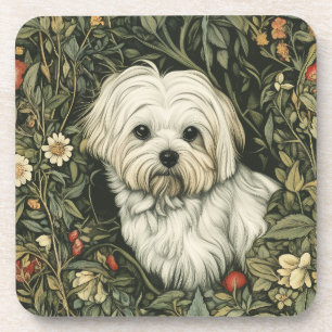 Porta-copo Cachorro Maltês Bonito num Jardim do Estilo Willia