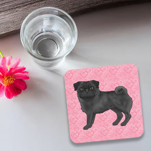 Porta-copo Cachorro Pug Preto Desenho Animado Limpa Coração d