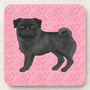 Porta-copo Cachorro Pug Preto Desenho Animado Limpa Coração d