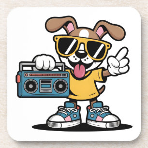 Porta-copo Cachorro Retro Hip Hop: Cachorrinho Cartoon Legal