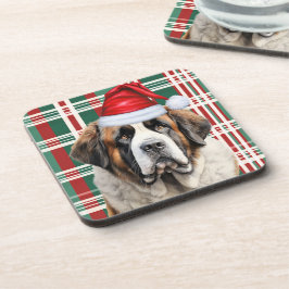Porta-copo Cachorro São Bernardo Temático de Natal Xadrez de 