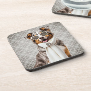 Porta-copo Cachorro Stylish Australian Shepherd e Monograma X