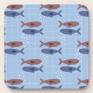 Porta-copo Caderno com padrão de grade azul de cardume de pei