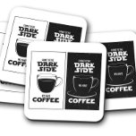 Porta-copo Café Escuro | Conjunto de Portas copos de Café Neg<br><div class="desc">Abrace o lado rico e intenso da sua obsessão cafeeira com nosso Conjunto de Portas copos de Café do Lado Escuro. Apresentando designs ousadas e inspiradas no café, essas portas copos trazem atitude e personalidade para seu bar de café, cozinha ou escritório. Criados a partir de cortiça durável, eles fornecem...</div>