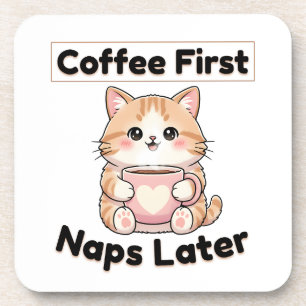 Porta-copo Café Primeiro Sonecas Depois Gatinho Fofo Kawaii