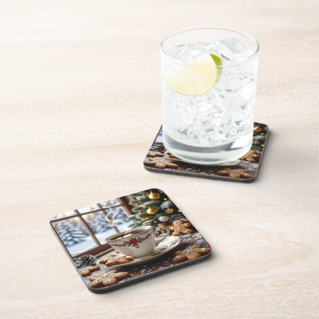 Porta-copo Café quente e biscoitos de pão quente Natal (Lado Direito)