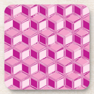 Porta-copo Caixas 3D cromadas - rosa fúcsia