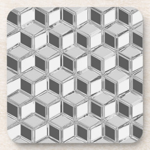 Porta-copo Caixas 3d cromo - cinzas prateadas